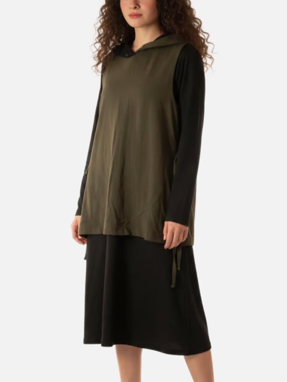 NWOT Madison & Park Black and Green Hoodie Dress